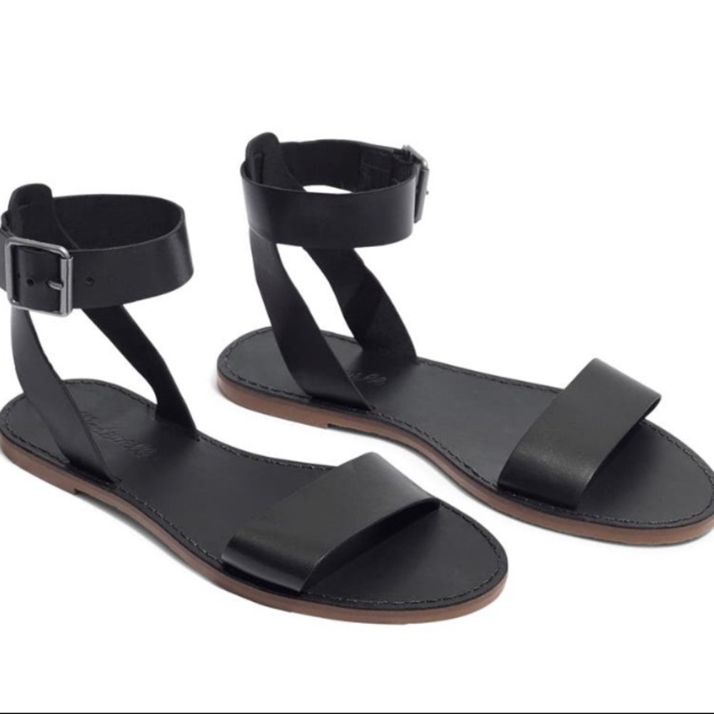 Black Madewell leather boardwalk sandals